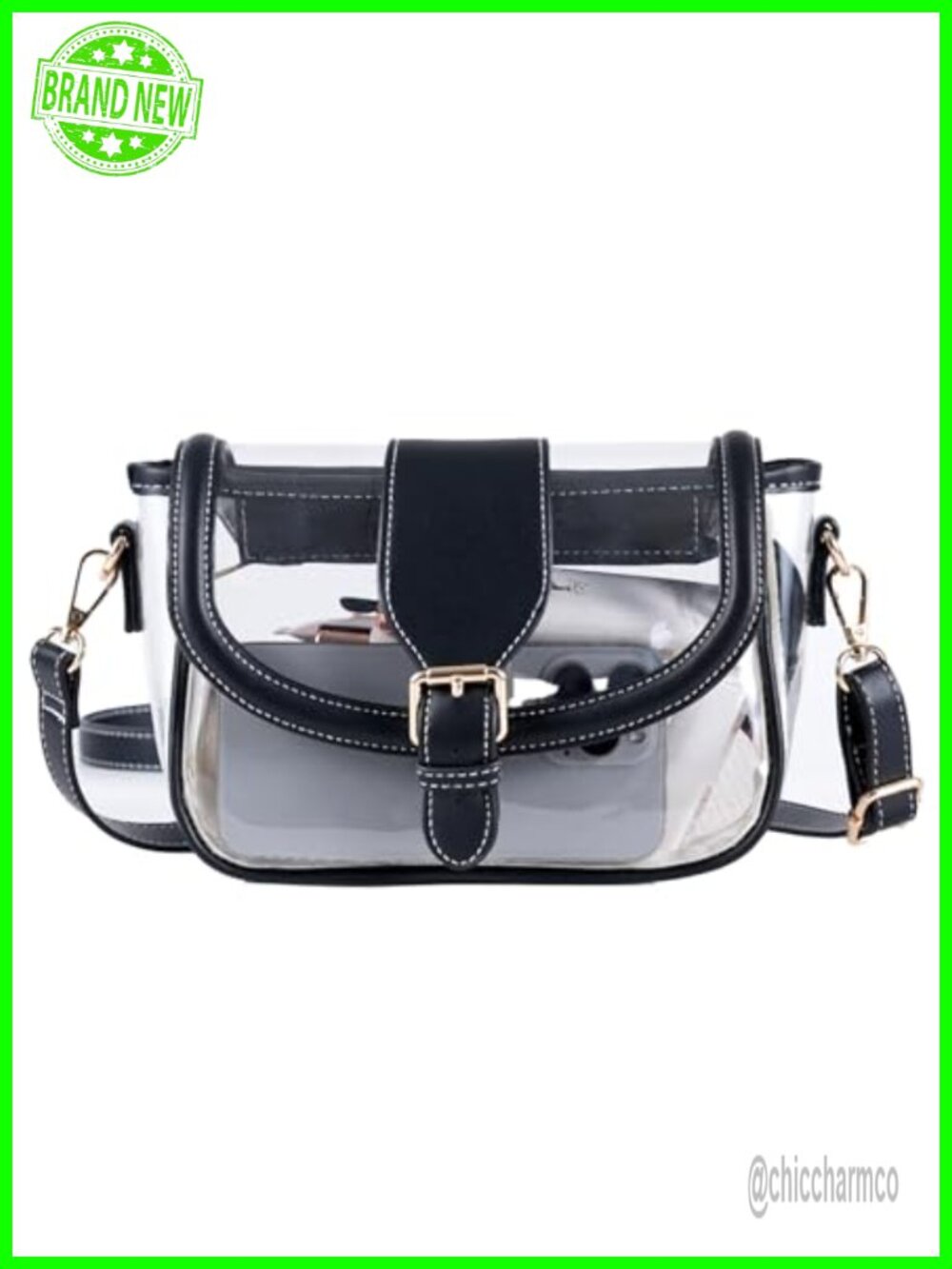Clear Crossbody Purse PVC Stadium Approved Saddle Bag Removable Strap